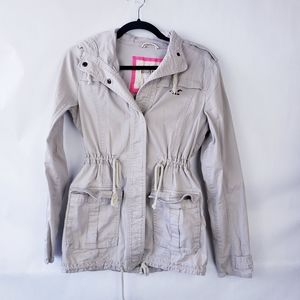 Hollister Womens Khaki Jacket Stretch pockets snap XS